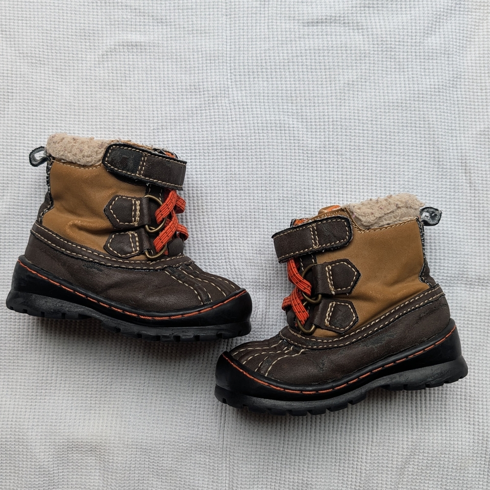 *(3 For $10.00)*Old Navy Brown and Tan Kids Boots with Orange Laces